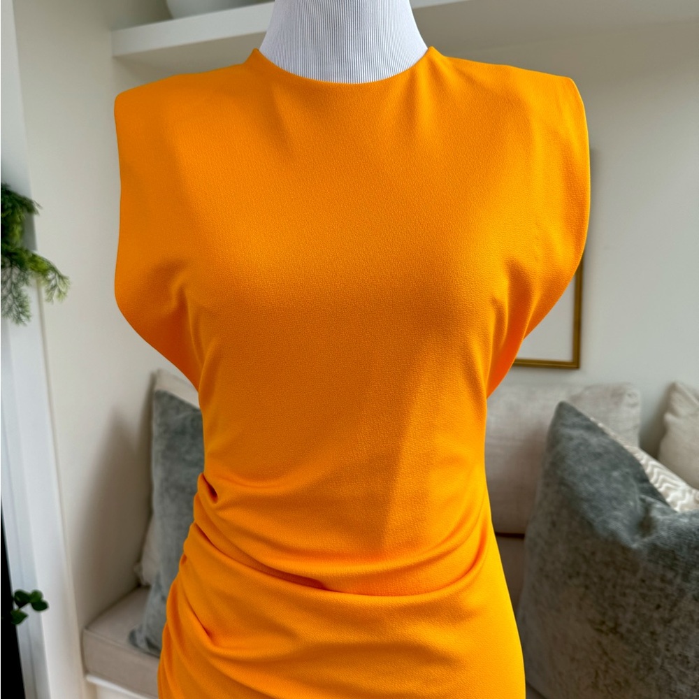 Pop of Color!  Orange Midi Dress Zara NWT